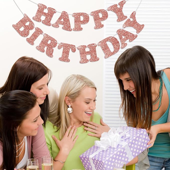 Rose Gold Happy Birthday Banner Birthday Party Decorations Happy Birthday - Image 4