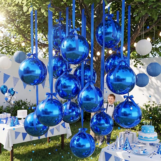 Jenaai 30 Set Round Foil Balloons Bulk 22 Inch 4d Metallic Giant Balloons Set - Image 6