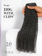 LUVME Invisible Clip ins Hair Extensions Deep Kinky Curly Real Human Hair Remy Hair Clip ins for Women, Natural Human Hair, 20 inch 110g 6Pcs, Natural Black
