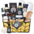 Fathers day gift baskets Birthday Day Gifts for Him Spa Gift Basket for Men, Body Wash, 13pcs Sandalwood Oak Moss Bath and Beard Kit for Men with Beard Brush, Christmas Gifts Spa Kits for Man dad