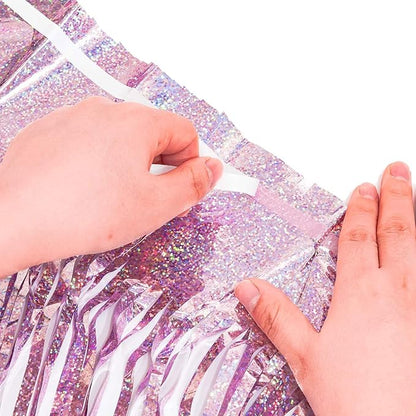 BRAVESHINE Party Streamers Backdrop | Tinsel Foil Fringe Curtains | 1 Purple 1 - Image 6