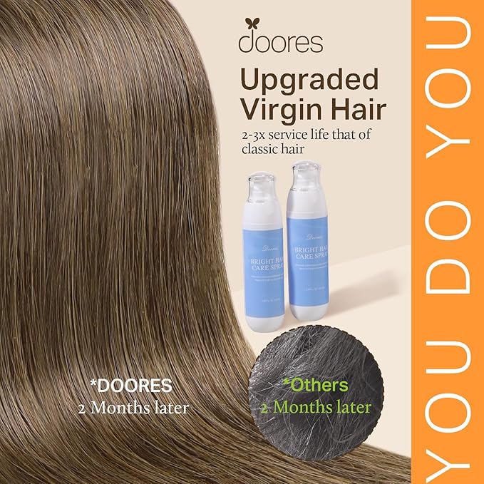 DOORES Clip in Hair Extensions, Light Ash Brown 150g 9pcs 24 Inch, Hair Extensions for Women Remy Natural Clip in Thick Silky Straight Weft