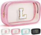 YOOLIFE Birthday Gift for Kids | Travel Makeup Bag for Girls | Pink Makeup Bag | Cosmetic Bags Gift for 7 8 9 10 11 12 Year Old Girls | Birthday Gifts Graduation Gifts Preppy Stuff Initial L