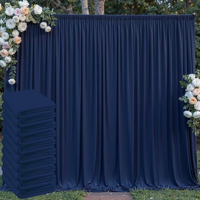 50 ft x 10 ft Wrinkle Free Navy Blue Backdrop Curtain by Outpain