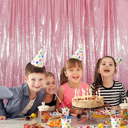 Juya Delight Pink Sequin Backdrop Curtains, Non See Through Photo Background - Image 3