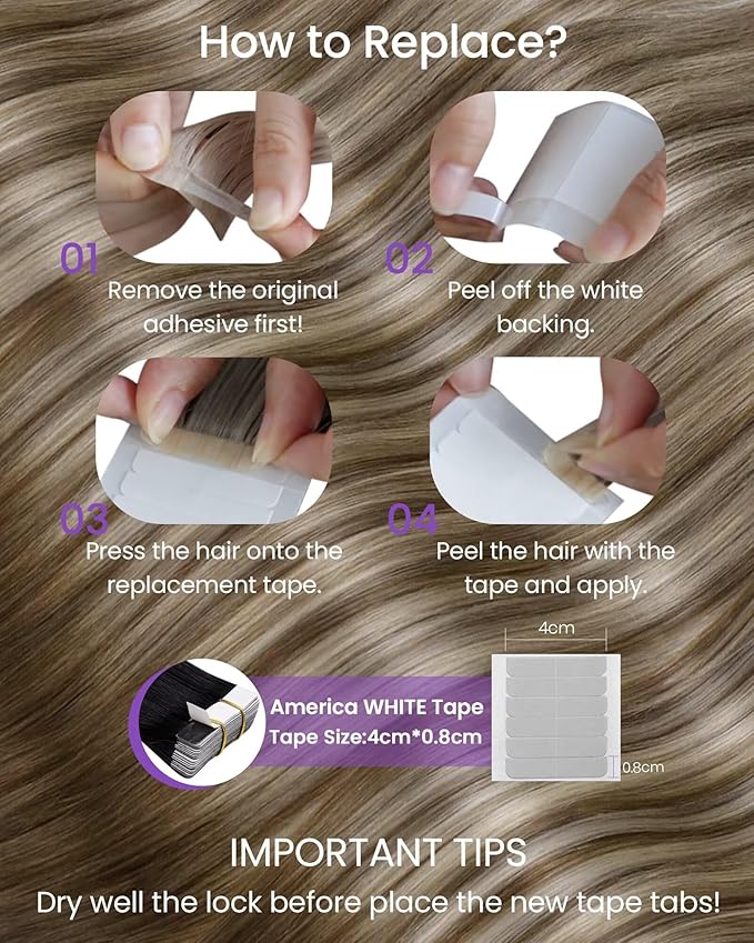 LaaVoo Human Hair Tape in Extensions Ombre Tape in Hair Extensions Human Hair Brown with Blonde Highlights Tape on Hair Extensions Silky Straight Hair 12inch 20pcs 30g