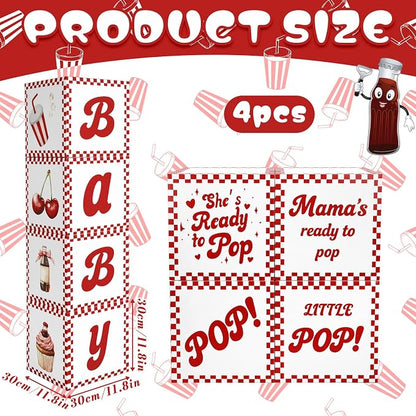 4 Pcs She's Ready to Pop Baby Shower Decorations Balloon Box BABY Pink Balloon - Image 2