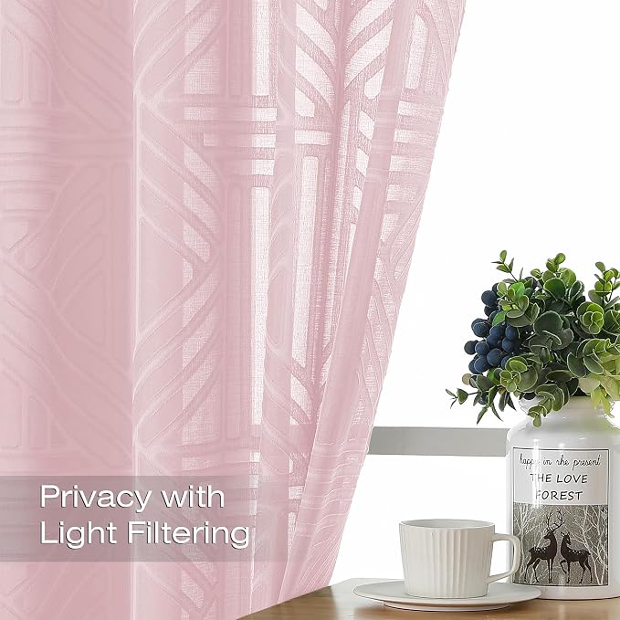 Simplebrand Blush Sheer Curtains 72 Inch Length 2 Panels - Image 2