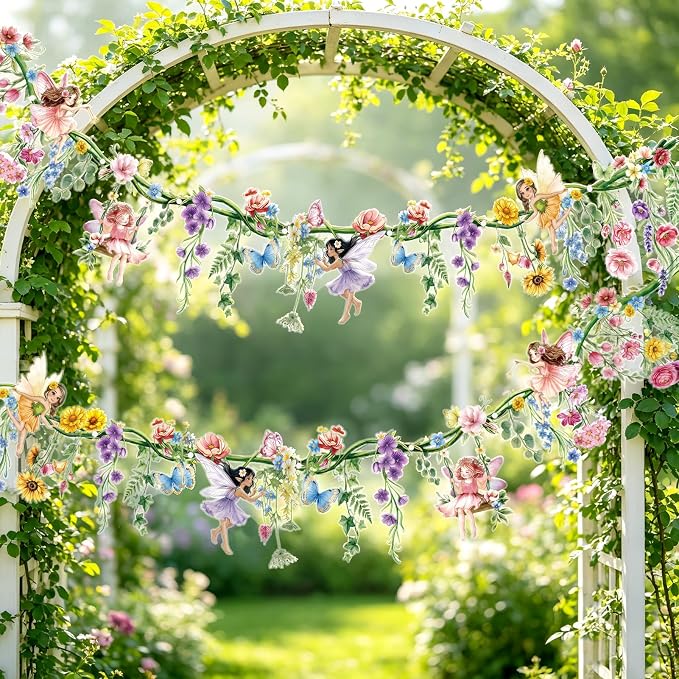 SUNBEAUTY 2PCS Wildflower Fairy Banner Garden Party Decorations 9.8 FT Reusable by SUNBEAUTY