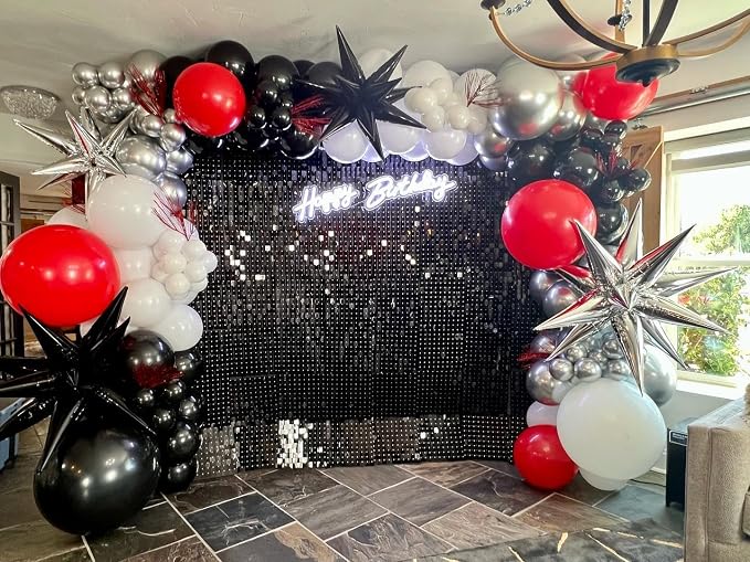 Red Black and White Balloon Arch Kit, ADOINBY 140Pcs Red and Black White Silver - Image 6