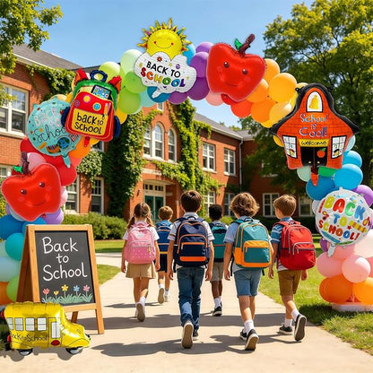 8PCS Back to School Balloons Set, School Bus, Sun Foil Balloons, 18 Inch Round - Image 4