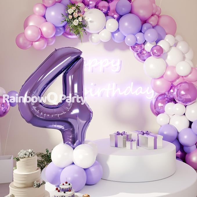 RainbowQ Purple 4 Balloon Number 40 Inch 0-40 Foil Large Balloons | Big Mylar 4 - Image 8