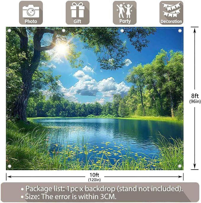 Fabric 10x8ft Lake Natural Scenery Backdrop River Camp Banner | Mountain Forest - Image 3