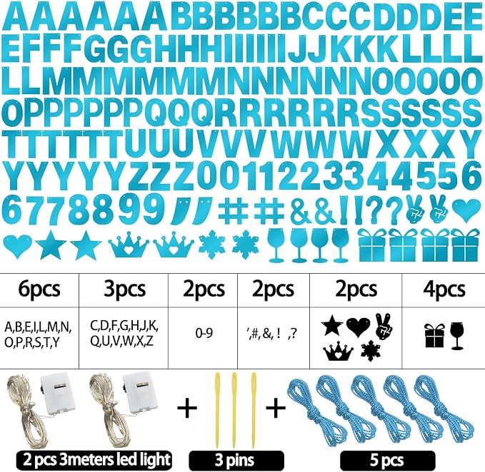 175Pcs DIY Glitter Customizable Banner Kit Happy Birthday Custom Letters Banner - Image 3