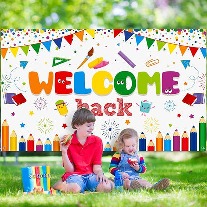 Tatuo Welcome Back to School Banner First Day of School Backdrop Banner Large - Image 4