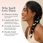 Kitsch Gold Hair Jewelry for Braids - Lightweight Metal Hair Pins for Women - Stackable Gold Hair Accessories for Everyday or Special Occasions | Ideal Gifts for Women - 3pc Set