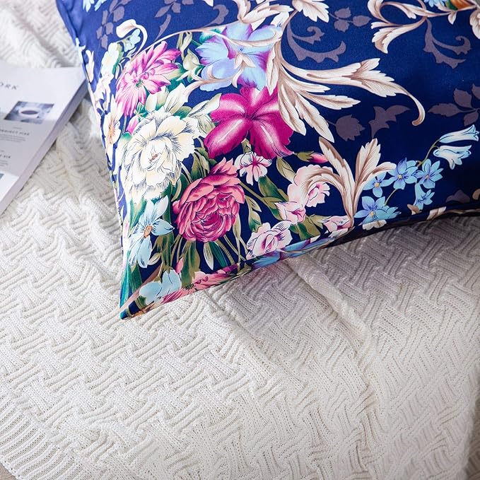 SLPBABY Silk Pillowcase for Hair and Skin with Hidden Zipper Print (Standard, Pattern4)