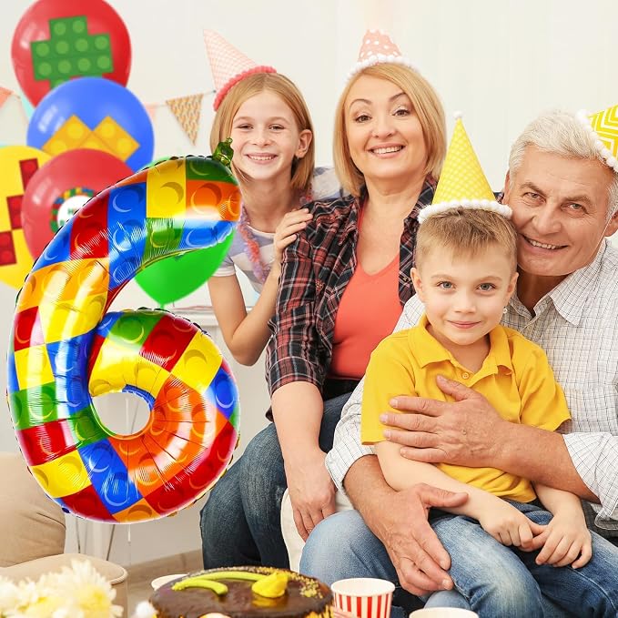 40 Inch Building Block Number Balloon Colorful Block Foil Balloons Block Themed - Image 5