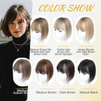 100% Real Human Hair Topper for Women Human Hair Pieces for Women 10 inch Ombre Light Brown with Blond Highlight Hair Hoppers with Bangs Swiss Base Clip in Bangs for Thinning Hair2T613