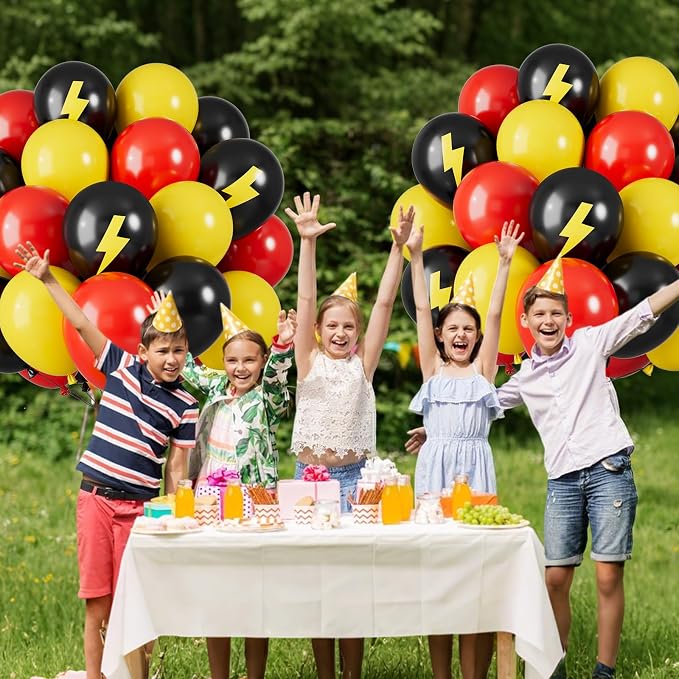 Red Yellow and Black Balloons, 12 Inch Lightning Print Balloons - Image 5