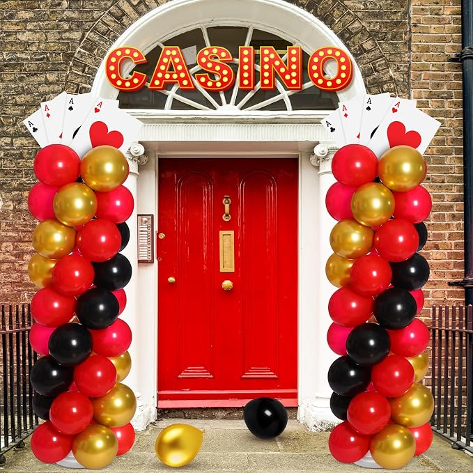 2 Sets Casino Theme Party Decoration Adjustable Poker Themed Balloon Column - Image 3