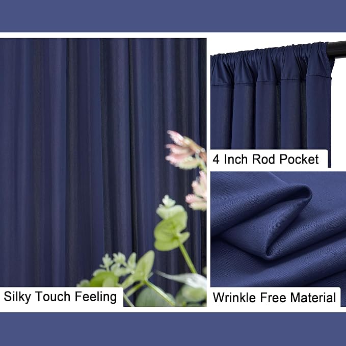 20 ft x 8 ft Navy Blue Backdrop Curtain Panels, 4 Panels 5 ft x 8 ft Wrinkle - Image 4