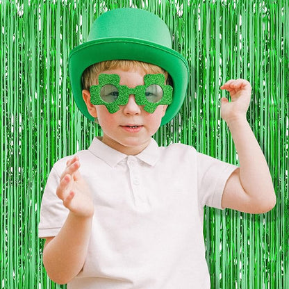 5 Pack Green Fringe Backdrop 3.2ft x 8.2ft Foil Curtain Tinsel Fringe Curtains - Image 7