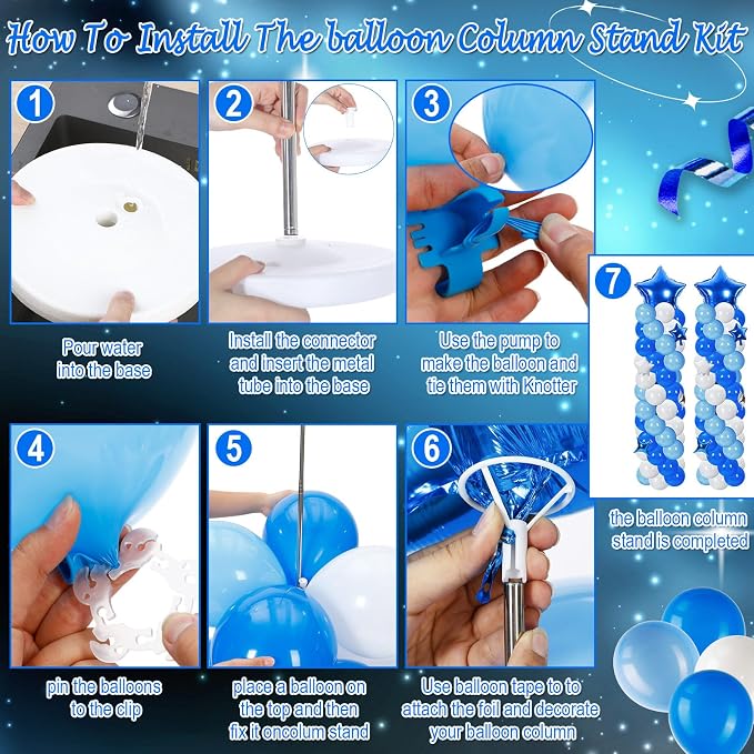 Gejoy 110 Pcs Blue White Balloons Column Stand Kit Adjustable Tower Stand from - Image 5