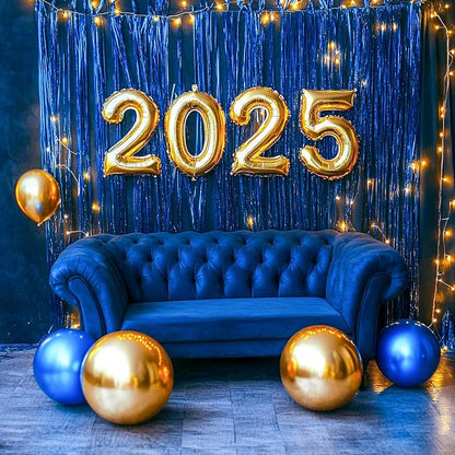 PartyWoo Dark Blue Navy Blue Foil Tinsel Streamers Fringe 8.2FT 3pcs | Dark - Image 5