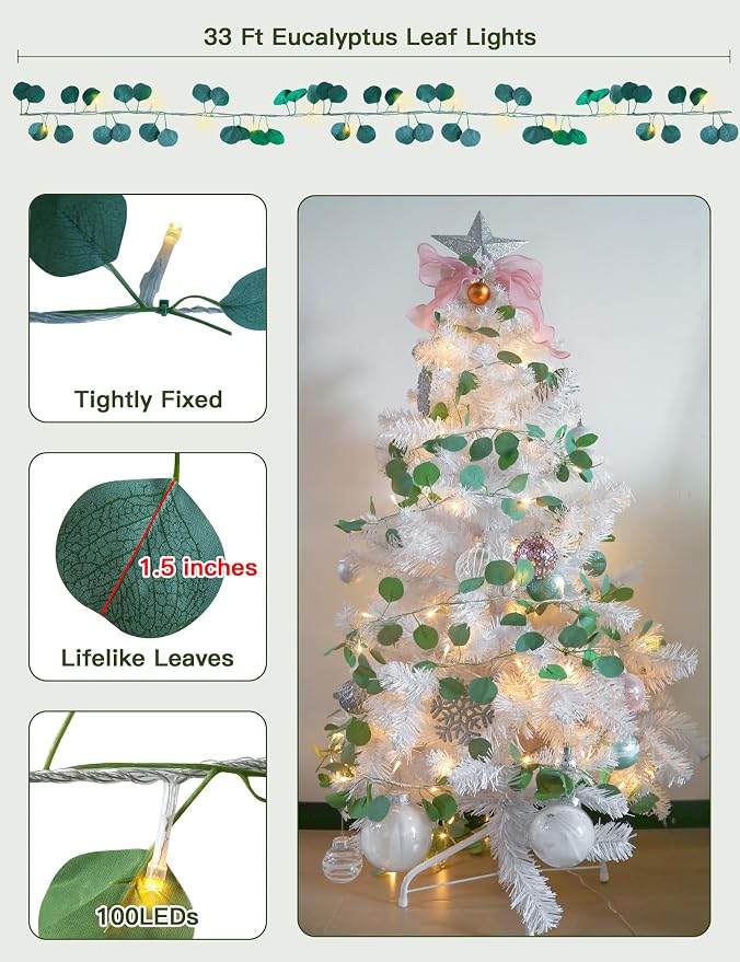 33FT 100LED Eucalyptus Garland Vines - Image 4