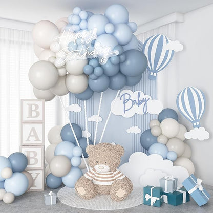 Dusty Blue Balloons Garland Arch Kit, Haze Blue Sand White Balloon Arch Kit - Image 4