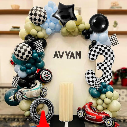 40 Inch Checkered Number 3 Balloon, Kids Boys Racing Theme Party Supplies - Image 7