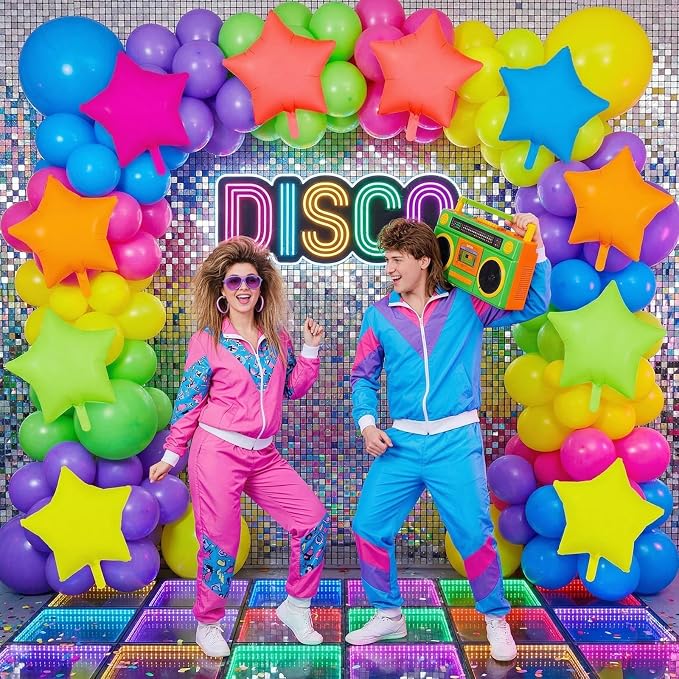 Neon Star Balloons, 19 Inch Hot Pink Blue Green Yellow Red Orange Glow - Image 5