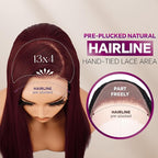 BLL Burgundy Wig, Synthetic Lace Front Ready to Wear Glueless Pre Plucked 13x4 Straight HD Lace 99j Wigs 26 Inch For Black Women Suitable For Everyday Wear