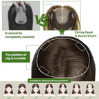 HAIR Real Human Hair Toppers for Women 150 Density 6x7inch 75 grams 16 inch medium dark brown for Women with Thinning Crown (#4 16inch)