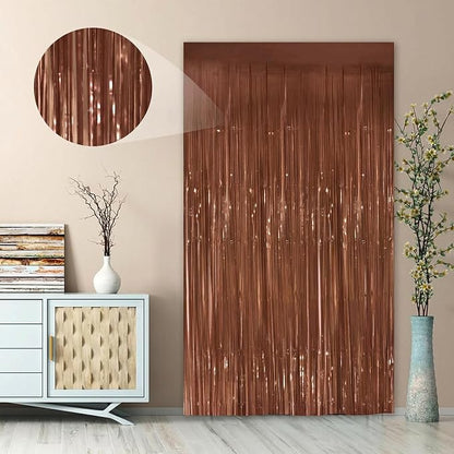 Brown Fringe Curtain Party Streamers 2Pack 3.3 x 8.3 Ft Foil Fringe Backdrop - Image 7