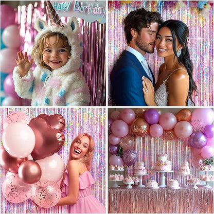 4 Packs Pink Foil Fringe Curtain, Baby Shower, Princess Bachelorette Cowgirl - Image 5