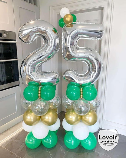 Silver 25 Number Balloons, 40 Inch Giant Number 25 Balloons Foil Mylar Helium - Image 6
