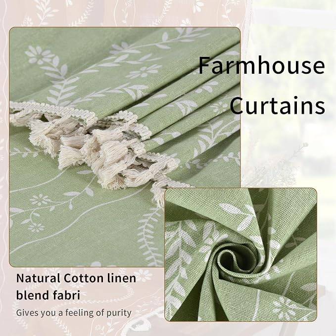 Schweek Sage Green Boho Curtains 2 Panels 96 Inches Long - Image 5