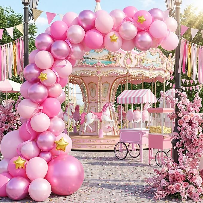 RUBFAC Pink Balloons Set, Metallic Pearl Pastel Light Pink Party Balloons 12 - Image 7