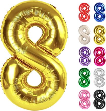 Gold Number 8 Balloon 40 Inch by IWERP
