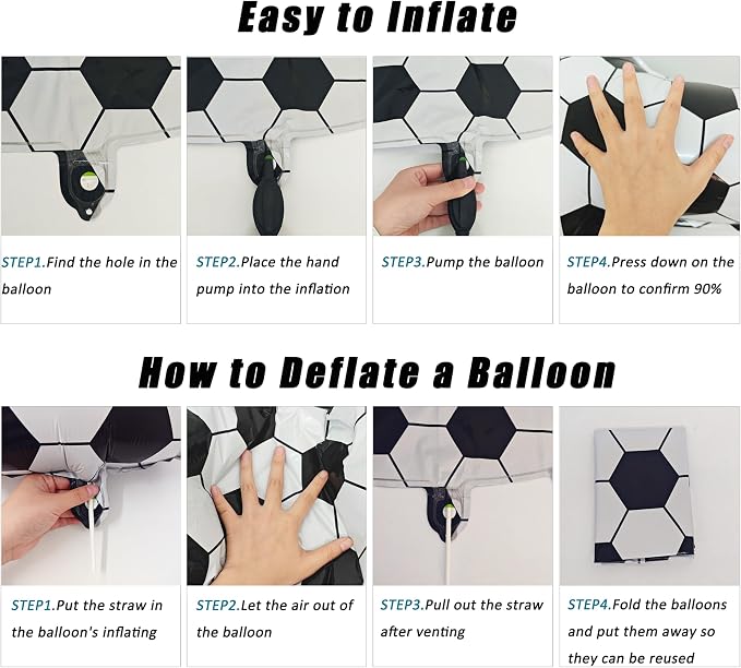 Black White Soccer Number 3 Balloon 3nd Birthday Decoration 40in 3 Balloon | - Image 3