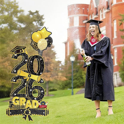 3.37FT Class of 2026 Graduations Yard Signs, Large Black & Gold 2026 Graduation - Image 6