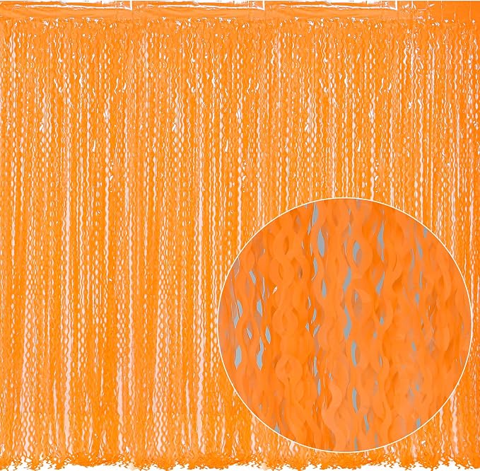 CYLMFC 4 Pack Wavy Orange Foil Fringe Curtain Party Decorations - Image 2