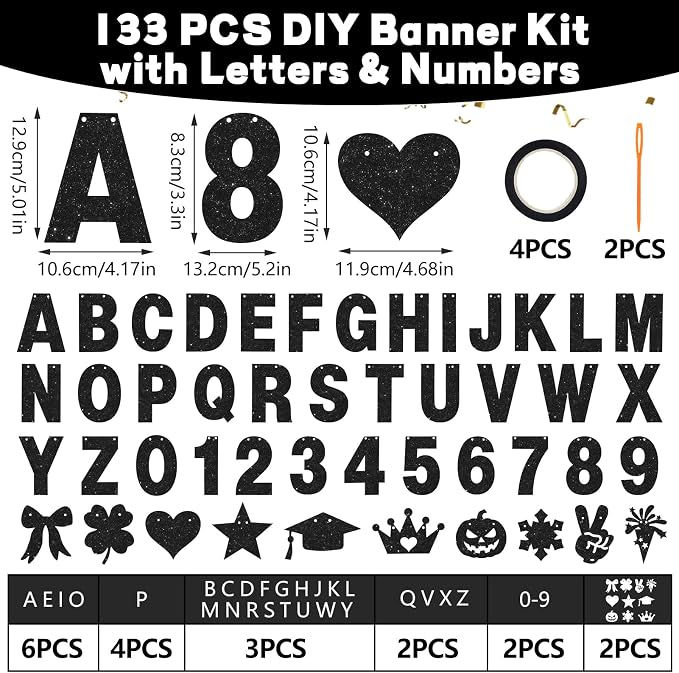 133PCS DIY Banner Kit with Letters Symbols, Make Your Own Banner, Personalized - Image 2