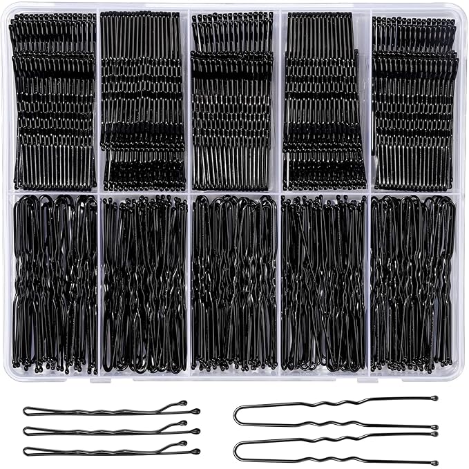 YGDZ 400 Counts Bobby Pins Hair Pins Set for Women, Black 2inch Bobby Pins for Buns, 2.36inch Black U Shaped Hair Pins for Styling, Hair Accessories for Women, Wedding