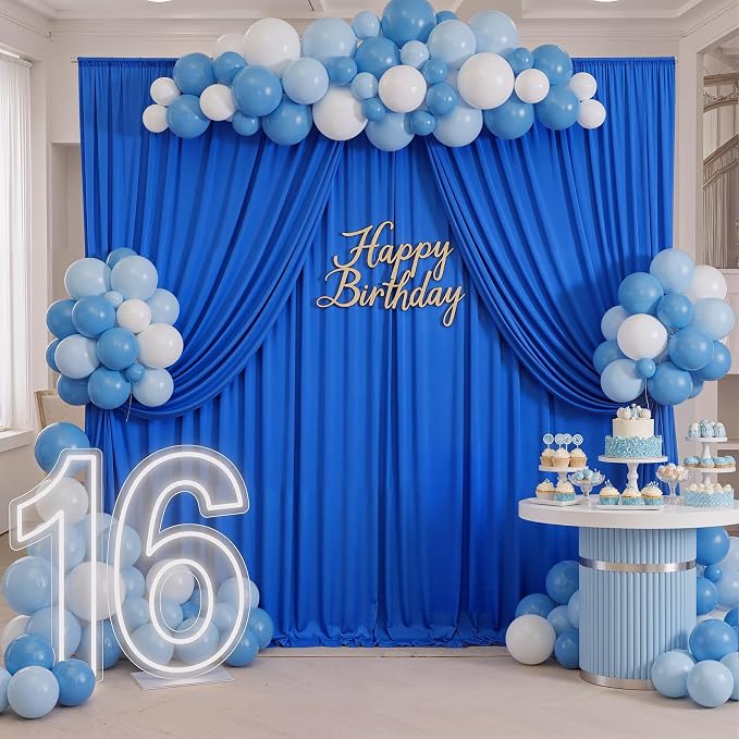 10ft x 10ft Wrinkle Free Royal Blue Backdrop Curtain - Image 5