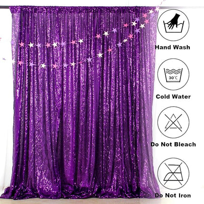 ShinyBeauty 5x7FT Purple Sequin Backdrop Curtain | Photo Booth Background - Image 5