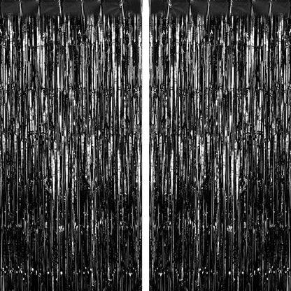 2 Pack Fringe Curtains Foil Shiny Fringe Backdrop Tinsel Door Streamers Foil by TOTAFAM