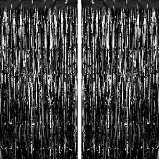 2 Pack Fringe Curtains Foil Shiny Fringe Backdrop Tinsel Door Streamers Foil by TOTAFAM